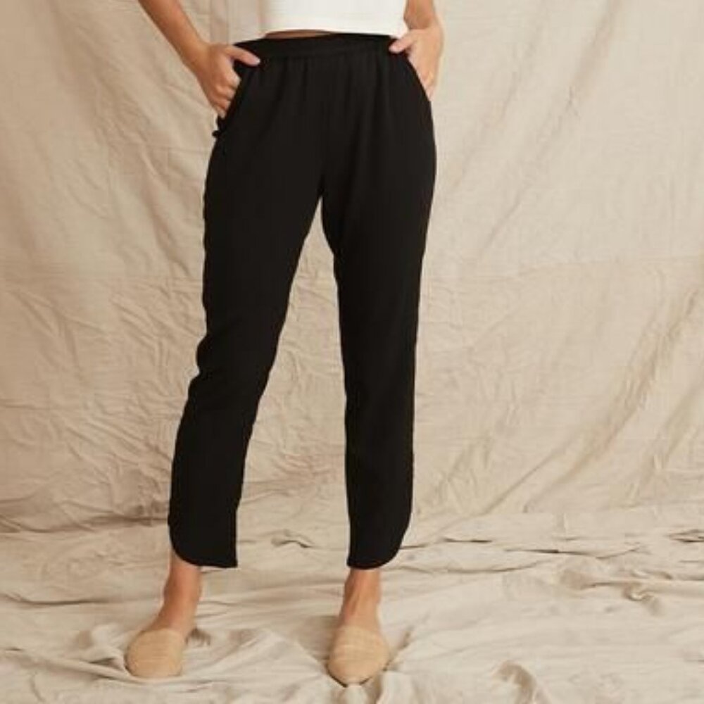 MARINE LAYER ALLISON PANT black stretch curved ankle cut elastic waist sz XS
